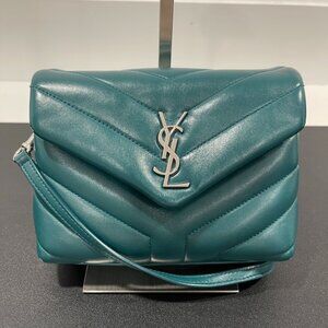 Saint Laurent Loulou Toy Puffer Crossbody Bag Teal with Silver Hardware (JB1393)